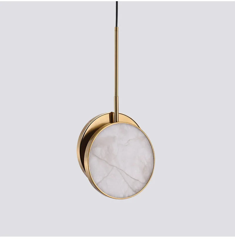 Luzana - Runde Marmor-Wandleuchte mit Kupferfinish in Gold