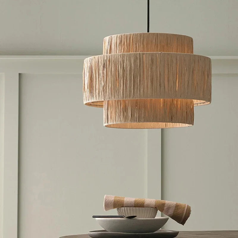 Stella - Rattan-Pendelleuchte E27 im japanischen