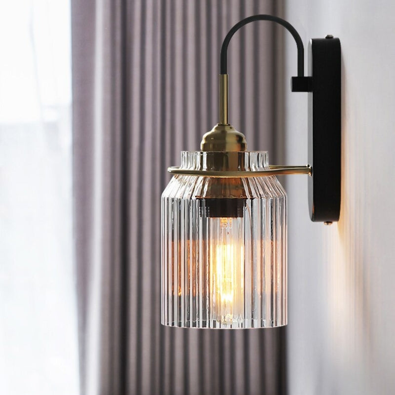 Murano - Vintage-Wandleuchte mit geriffeltem Glasschirm