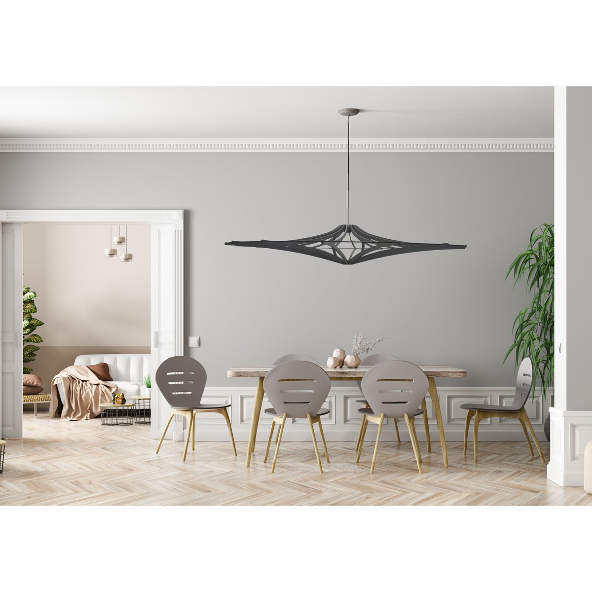Orbita - XL Design Pendelleuchte 160 cm, Mattschwarz