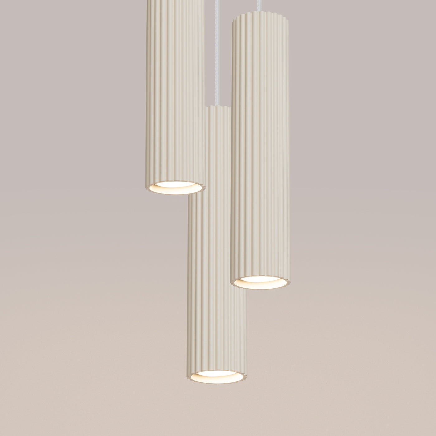 Tabora - Beige 3-flammige Pendelleuchte mit geriffelten