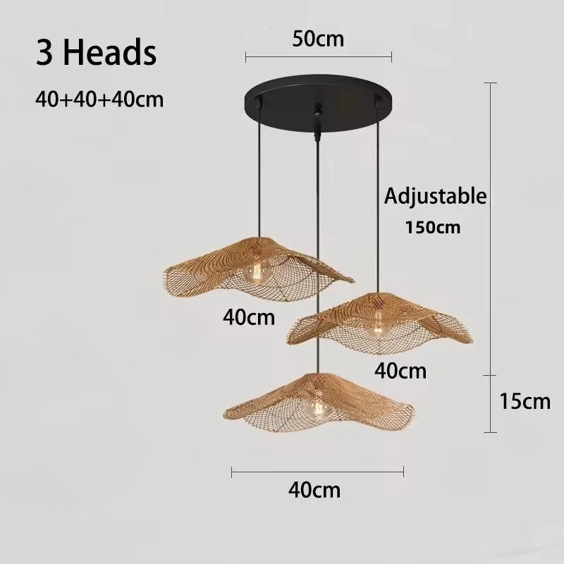 Handgewebte - Rotan-Pendelleuchte, beige