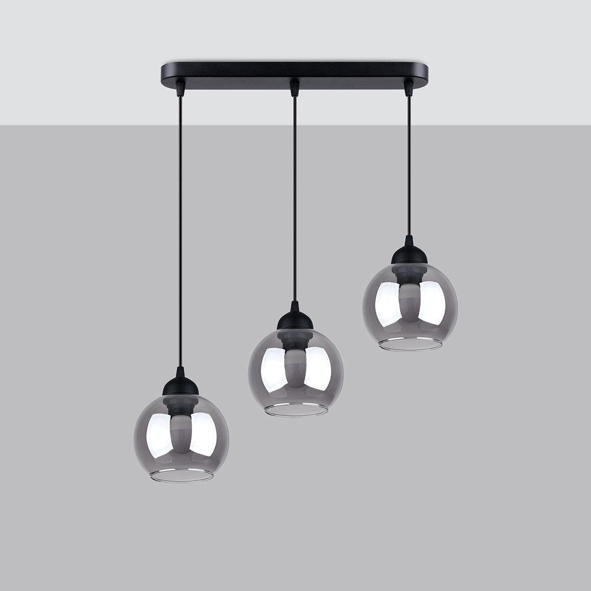 ALINO - Pendelleuchte, 3-flammig, Stahl/Glas schwarz, 45 x