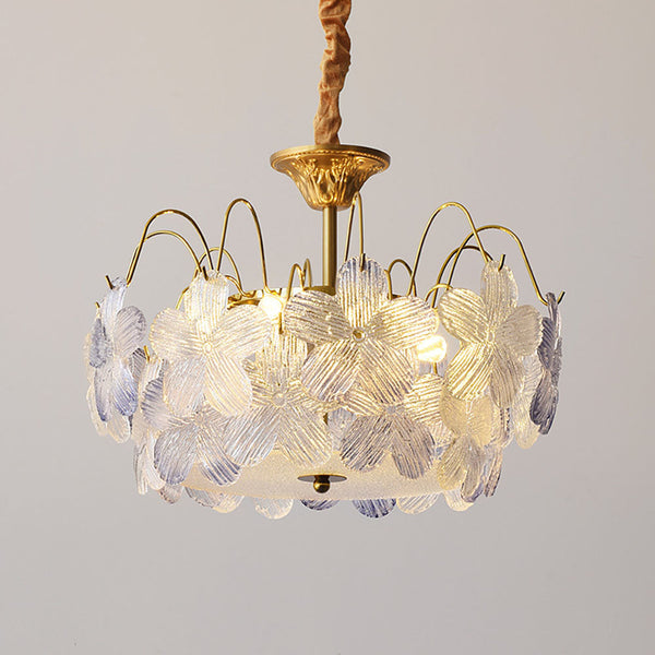 Aurela - Vintage-Kronleuchter aus Buntglas, Blütenform