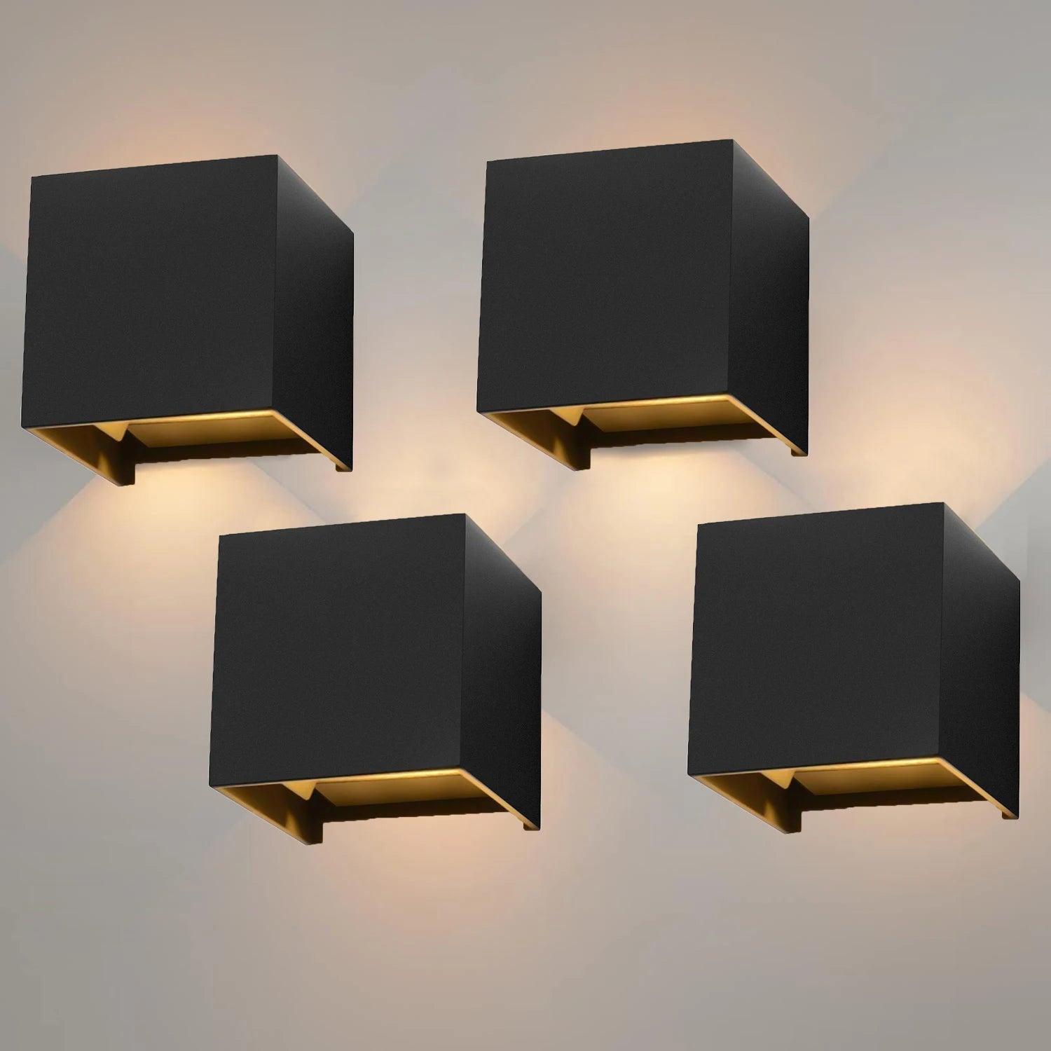 Rustica - LED-Wandleuchten-Set, 4er-Set, Schwarz