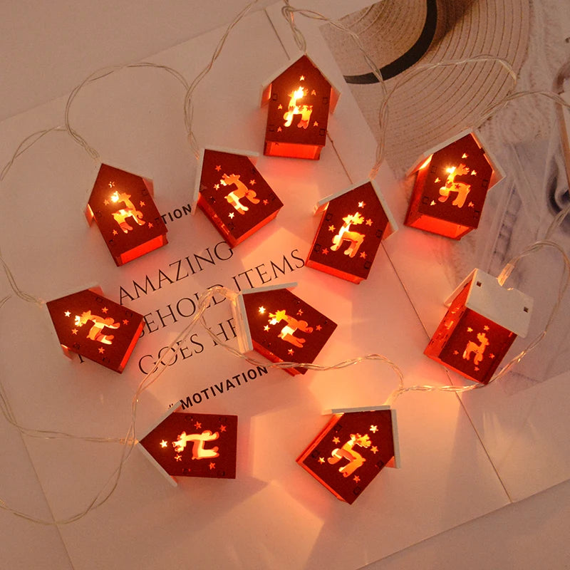 Weihnachtsdorf-Lichterkette - Holz, 2–3 m