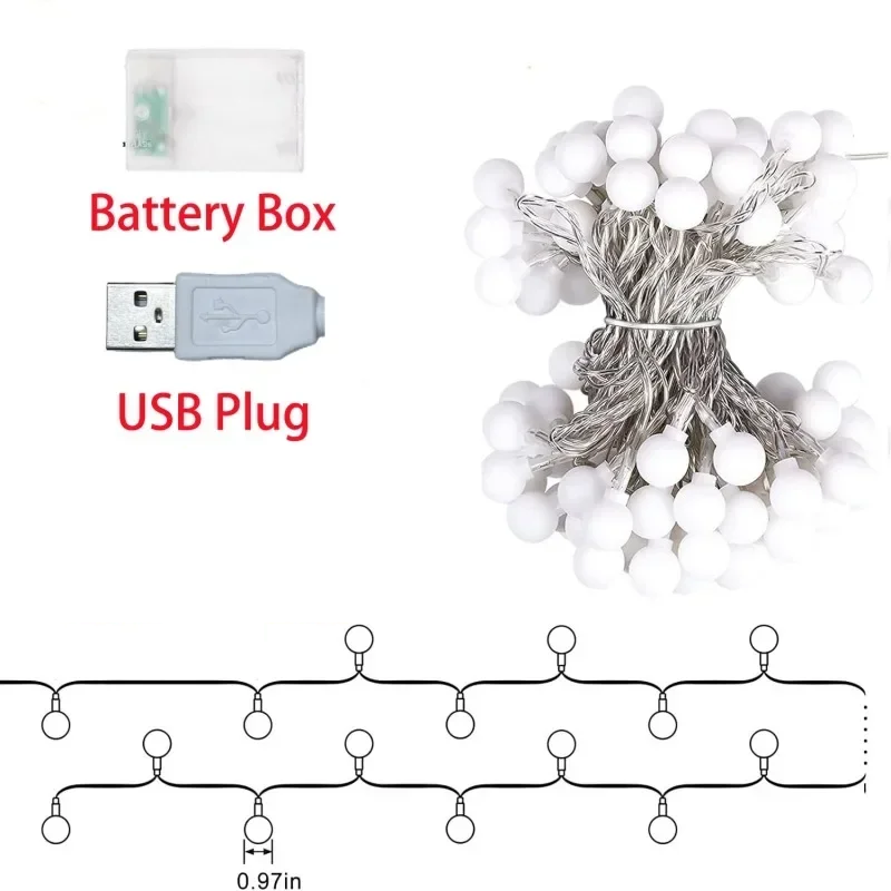 Solix - LED-Lichterkette mit Kugeln, Schutzart IP67