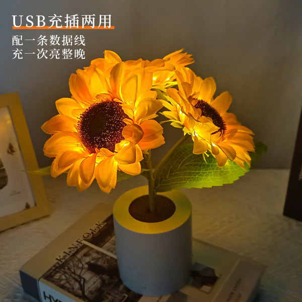 Sonnenblumenförmige - LED-Tischleuchte mit warmem Licht