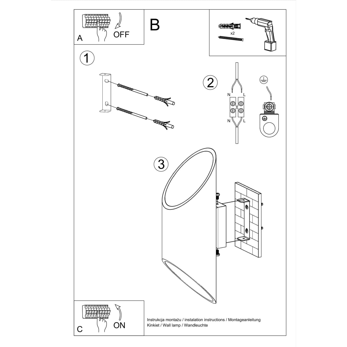 PENNE - 30 Wandleuchte, weiß, aus Aluminium