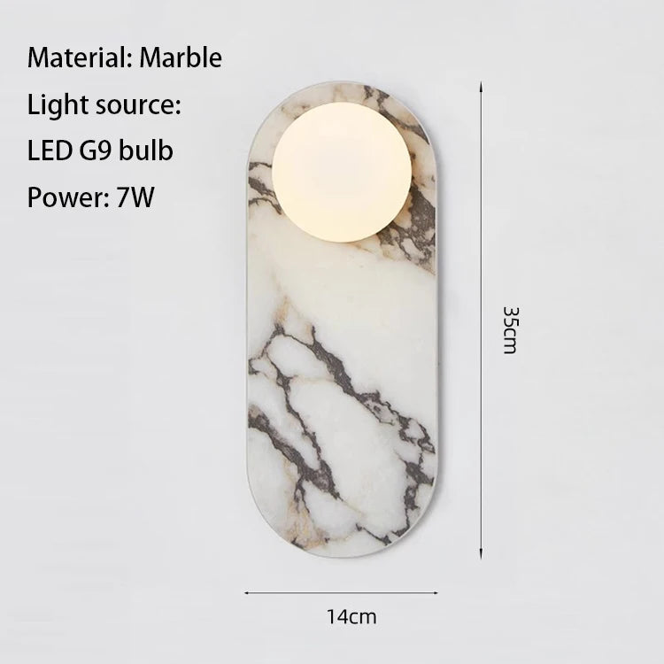 Luara - LED-Wandleuchte aus Naturmarmor mit 2-3 Kugelköpfen