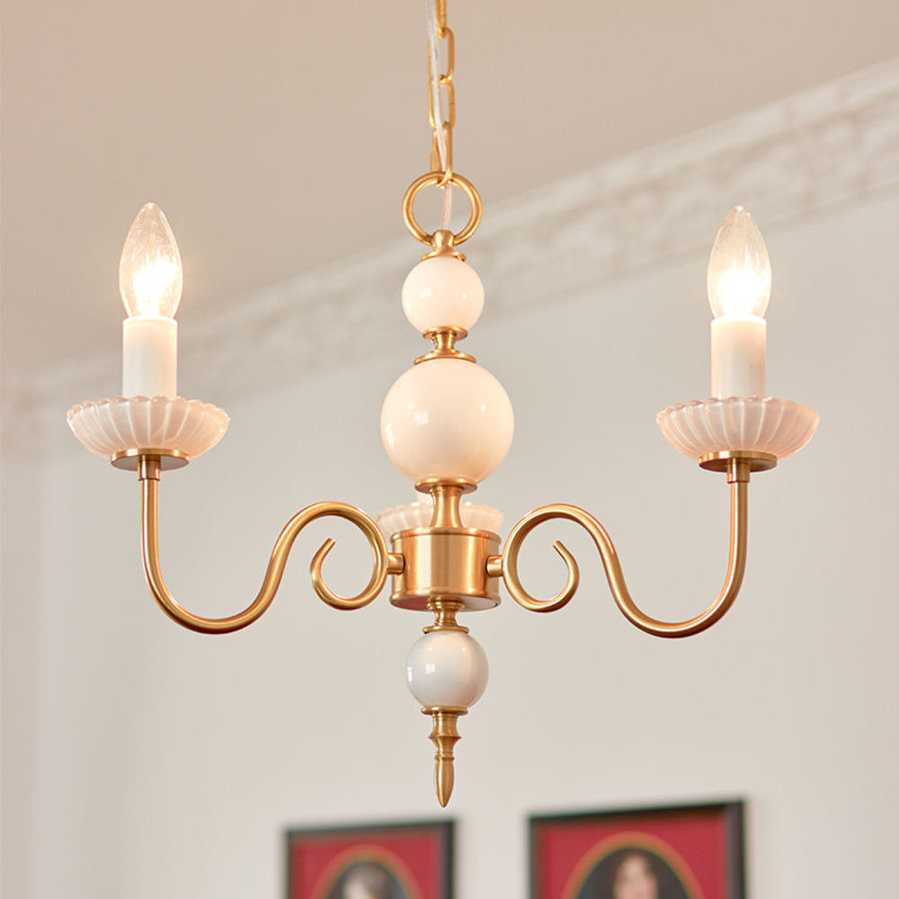 Creme - Glas Kronleuchter E14 3/5-flammig