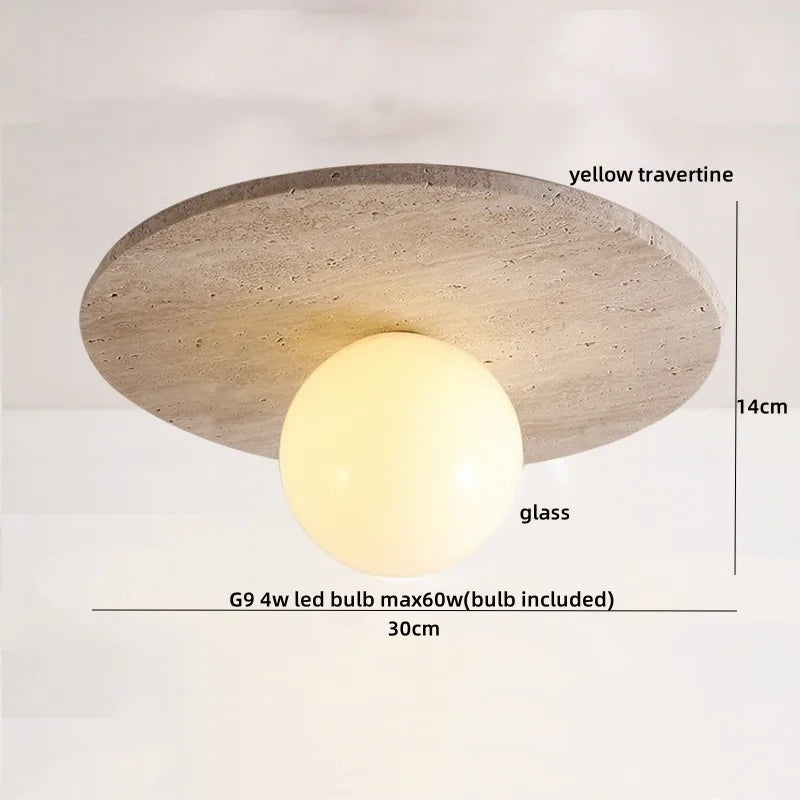 Lumio - Travertin-Deckenleuchte E27 im Wabi-Sabi-Design