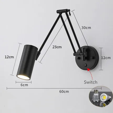 Verstellbare - Wandleuchte mit langem Arm (E27) inkl. LED