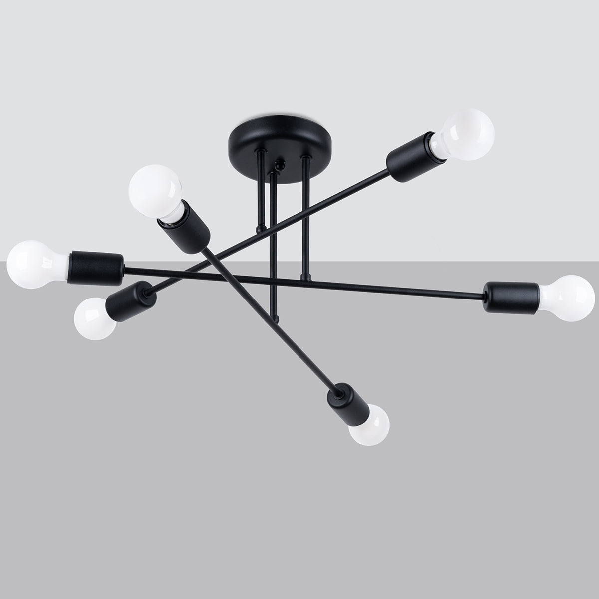 Nimbus - Schwarzer minimalistischer Kronleuchter, 6-flammig,