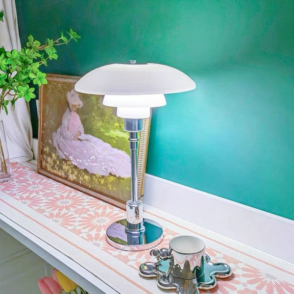 Mesalux - Design Tischlampe Metall & Opalglas