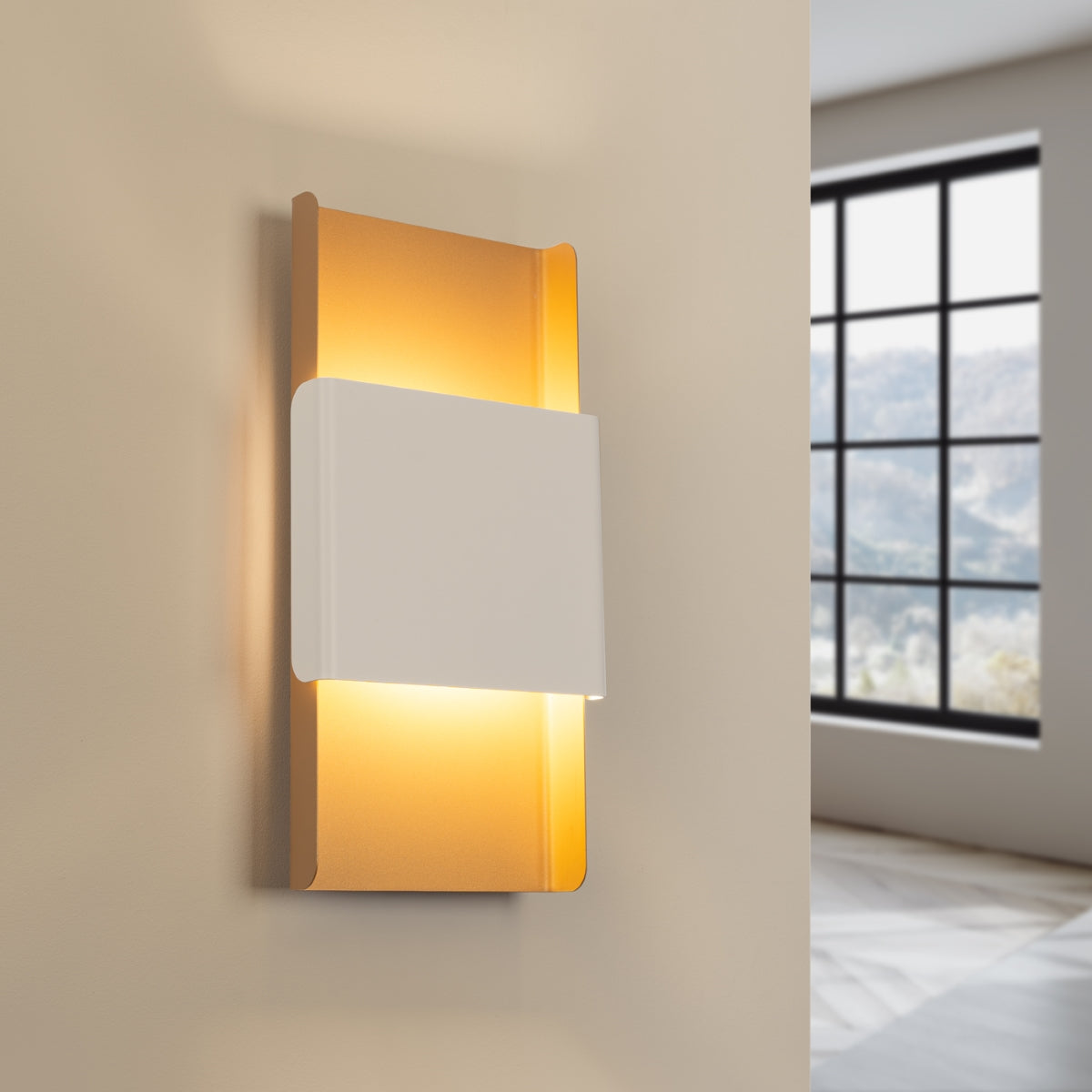 Durlin - Wandleuchte, gold/weiß, aus Stahl