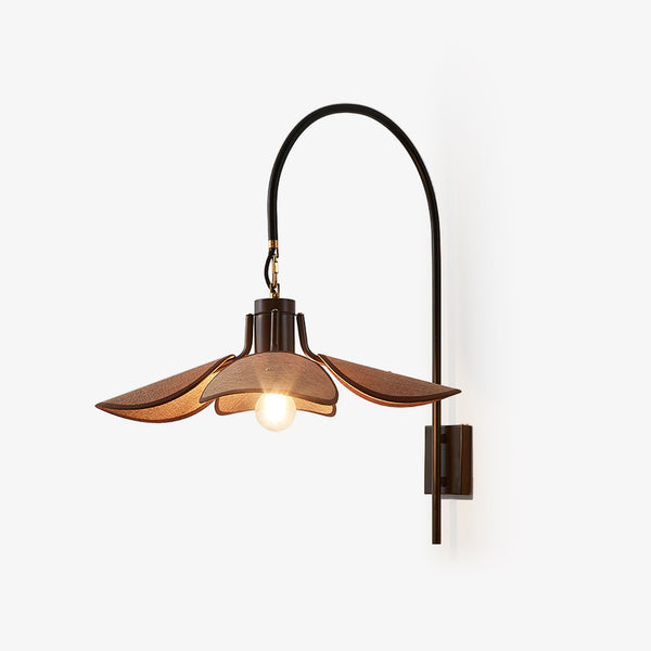 Petal - Wandleuchte Petal Bloom aus Metall, Holz und Leinen