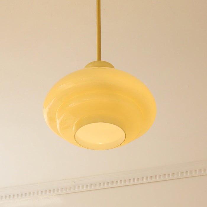 Celira - Bauhaus Pendelleuchte Glas Cremegelb