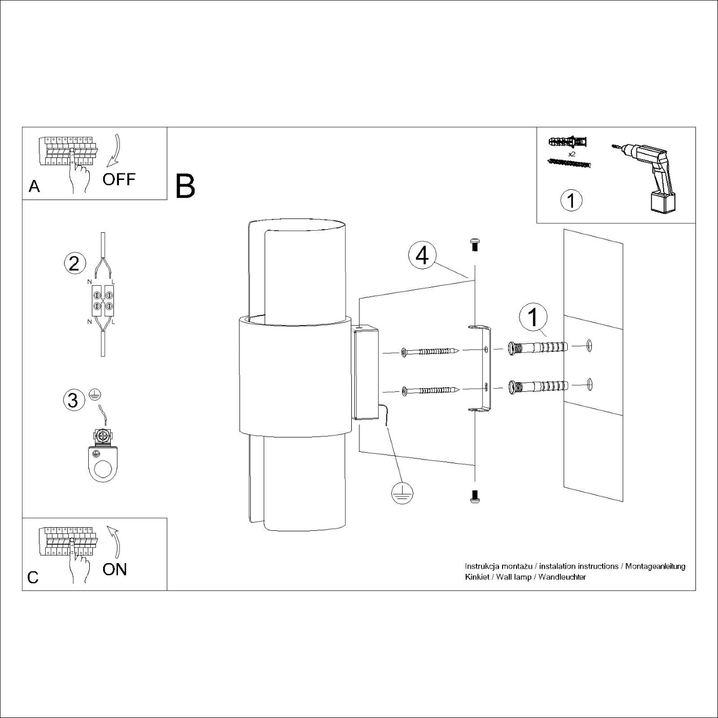 Murio - Wandleuchte, 2-flammig, weiß, E27-Fassung