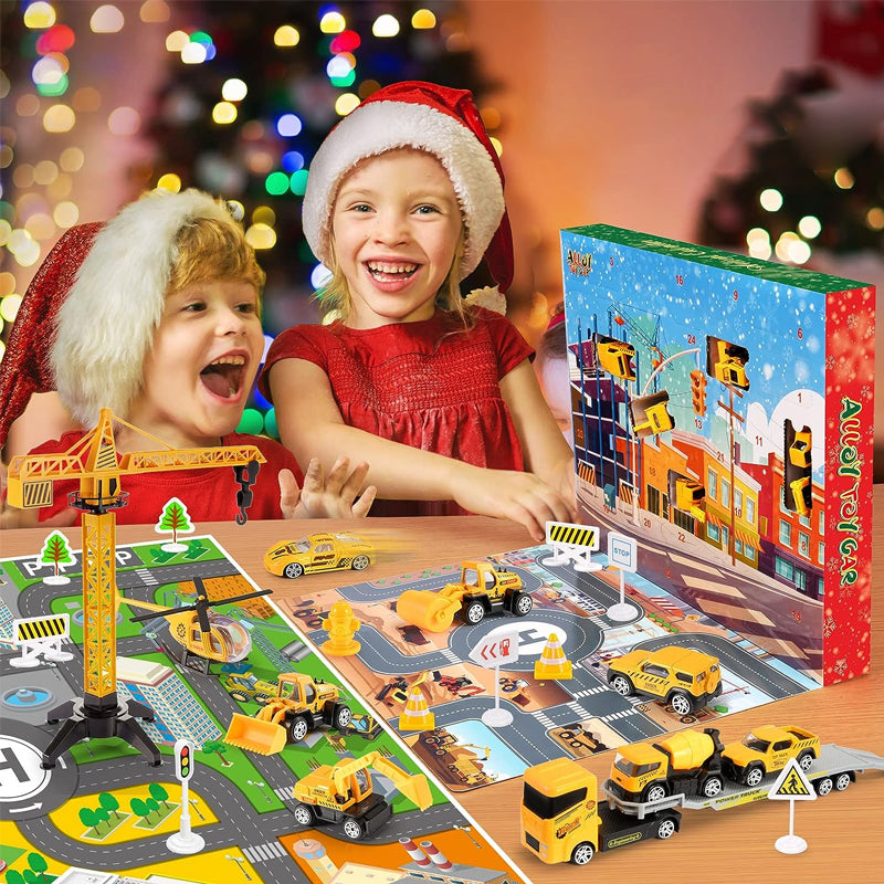 BuildQuest - Bau-Adventskalender mit Spielzeugfahrzeugen und Zubehör