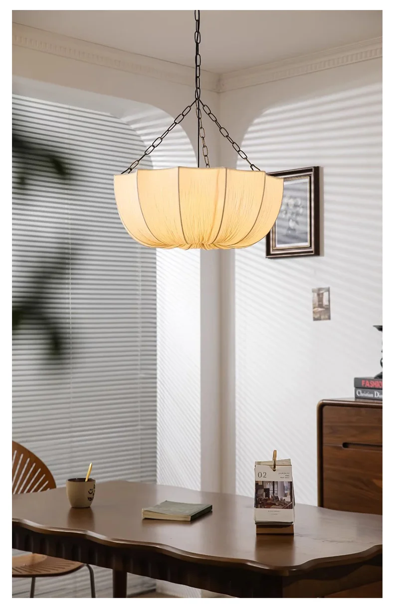 Lucero - Wabi-Sabi Stoff-Pendelleuchte in Beige mit 3 LEDs