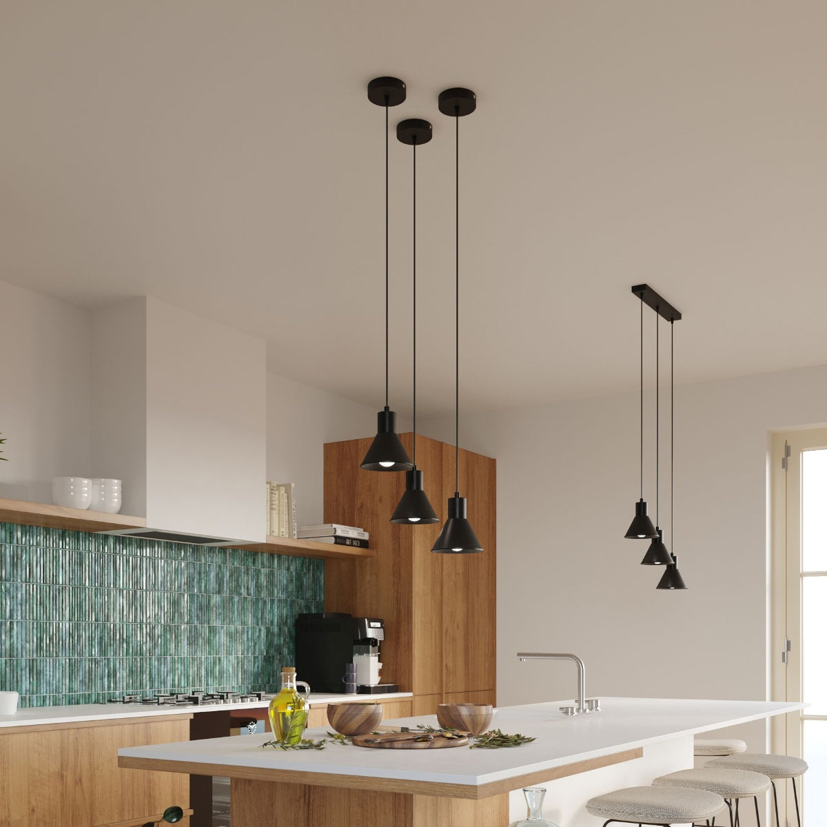 Stella - Schwarze Pendelleuchte E27 120 cm