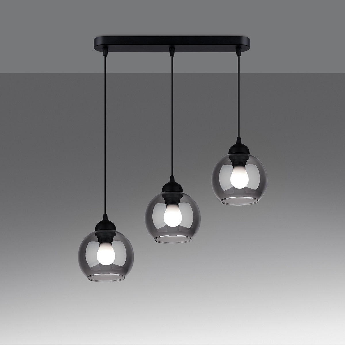ALINO - Pendelleuchte, 3-flammig, Stahl/Glas schwarz, 45 x