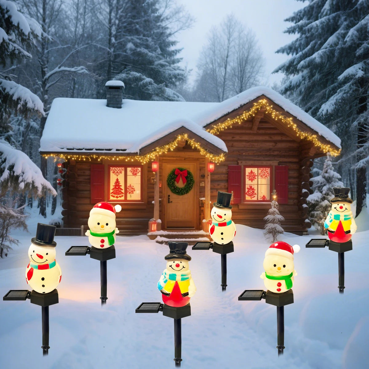 Gartia - Solarbetriebene LED-Wegeleuchten in Schneemannform,