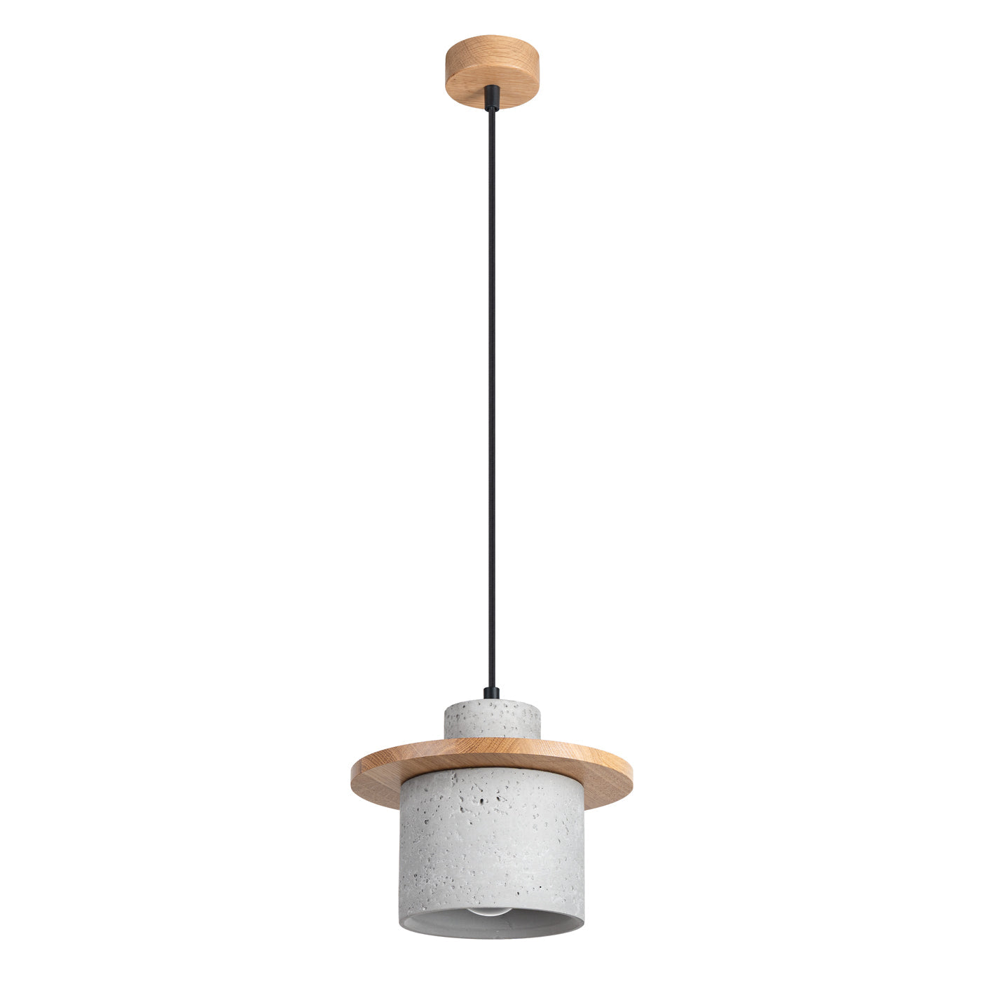Plafona - Pendelleuchte aus Beton und Holz, Fassung E27