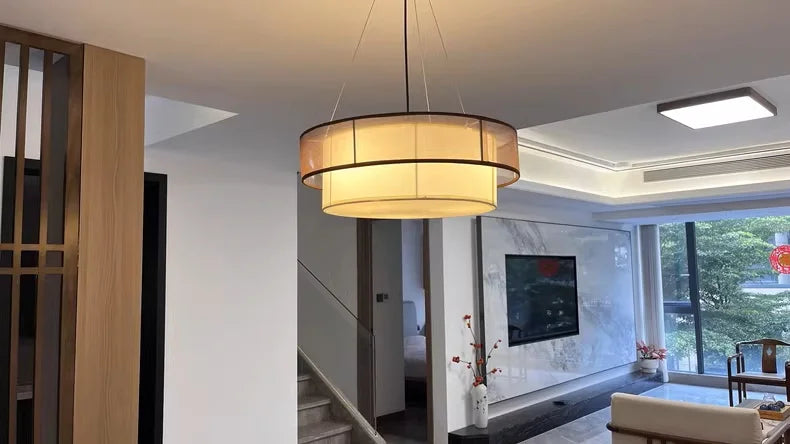 Stella - Beige Seiden-Pendelleuchte