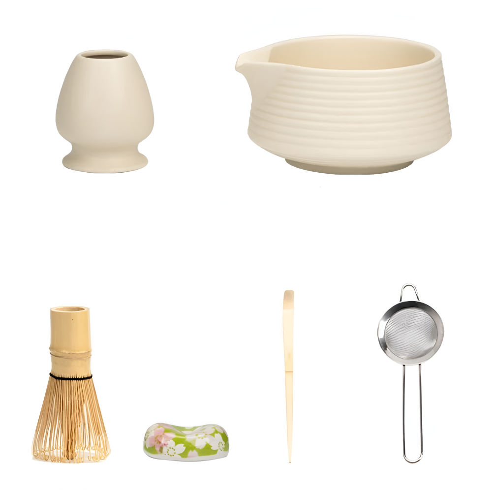 Premium - Matcha Set 8-tlg aus Keramik & Bambus
