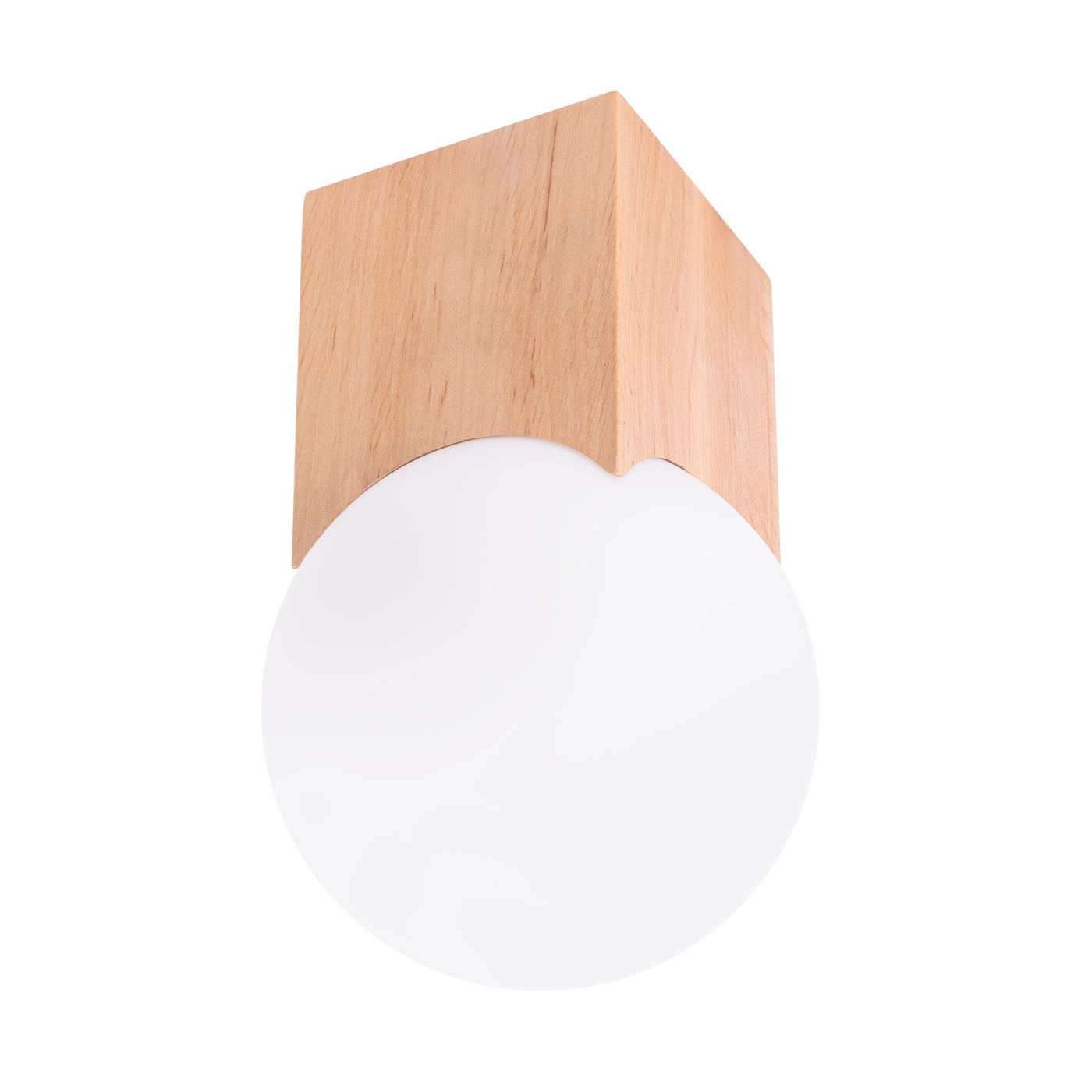 Claria - Deckenleuchte Naturholz/Weiß mit Glaskugel