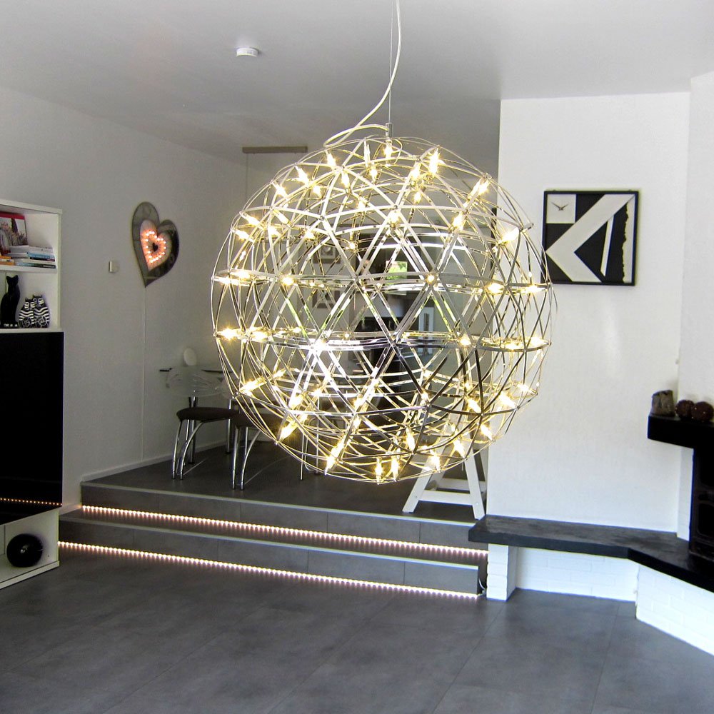 Orbita - LED-Metallkugel-Pendelleuchte Ø 70 cm Chrom