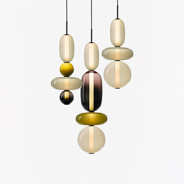 Solara - Glaspendelleuchte für Flur mit farbigem Glas