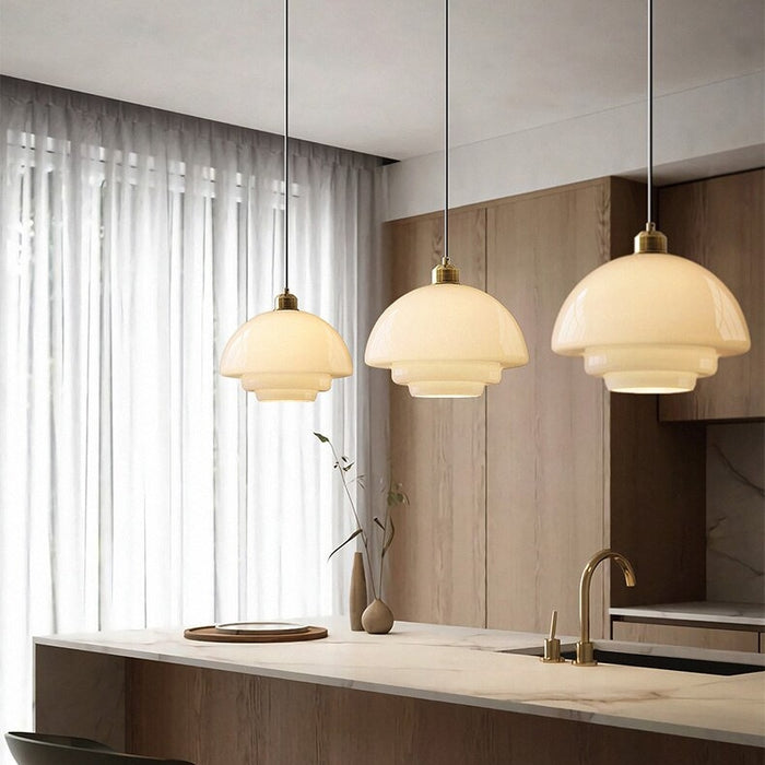Aurela - Elegante Pendelleuchte aus weißem Glas – Zeitloses