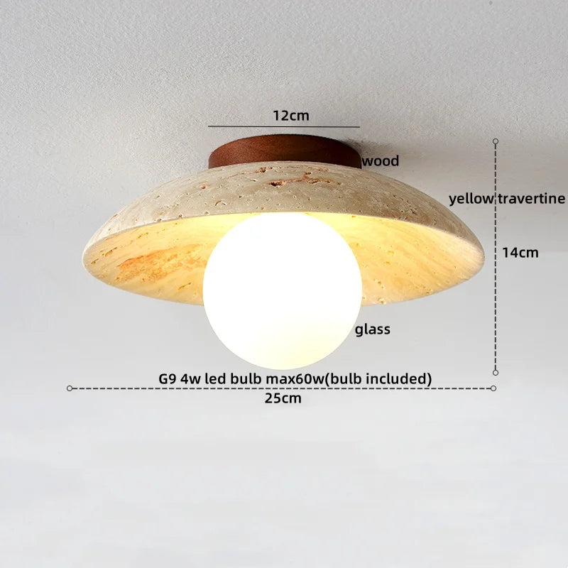 Lumio - Travertin-Deckenleuchte E27 im Wabi-Sabi-Design