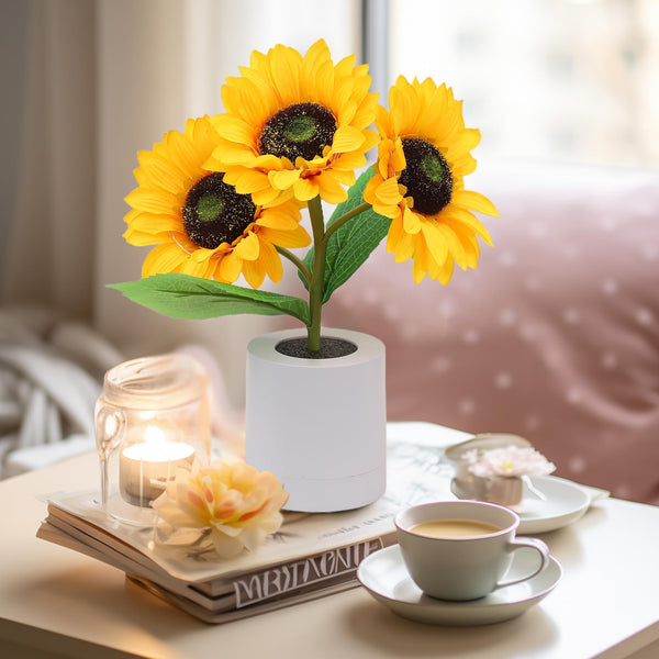 Sonnenblumenförmige - LED-Tischleuchte mit warmem Licht