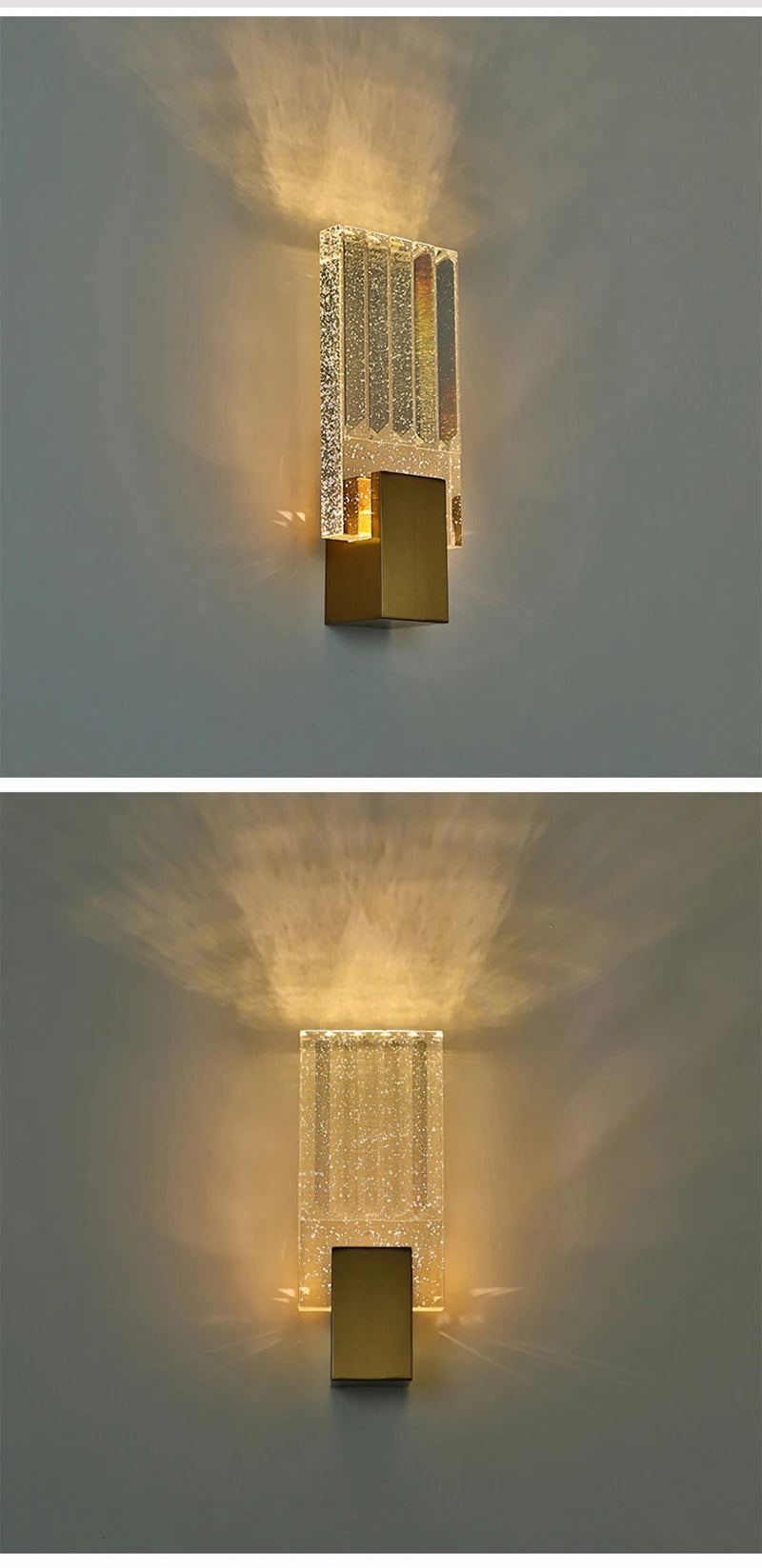 Wallix - Goldene LED-Wandleuchte mit Kristallblasen