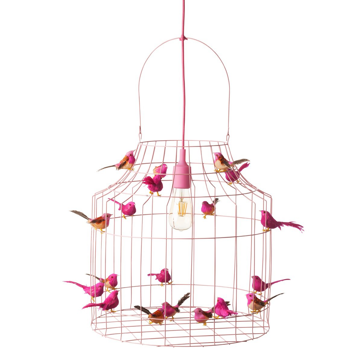 Dutch - Dilight - Vogelkäfig-Hängeleuchte in Rosa mit