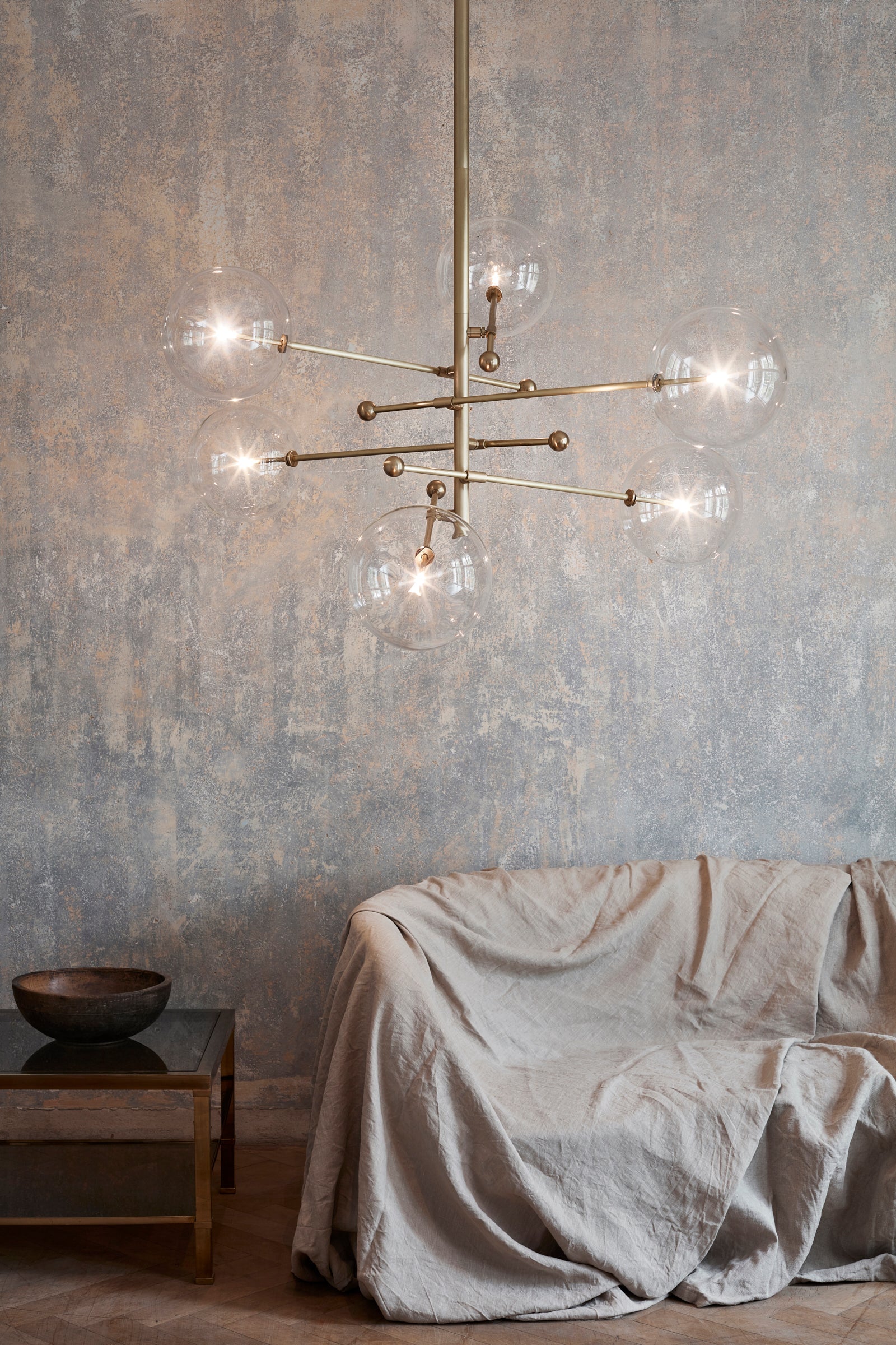 Claria - Designer-Kronleuchter mit 6 Armen, Metall/Glas