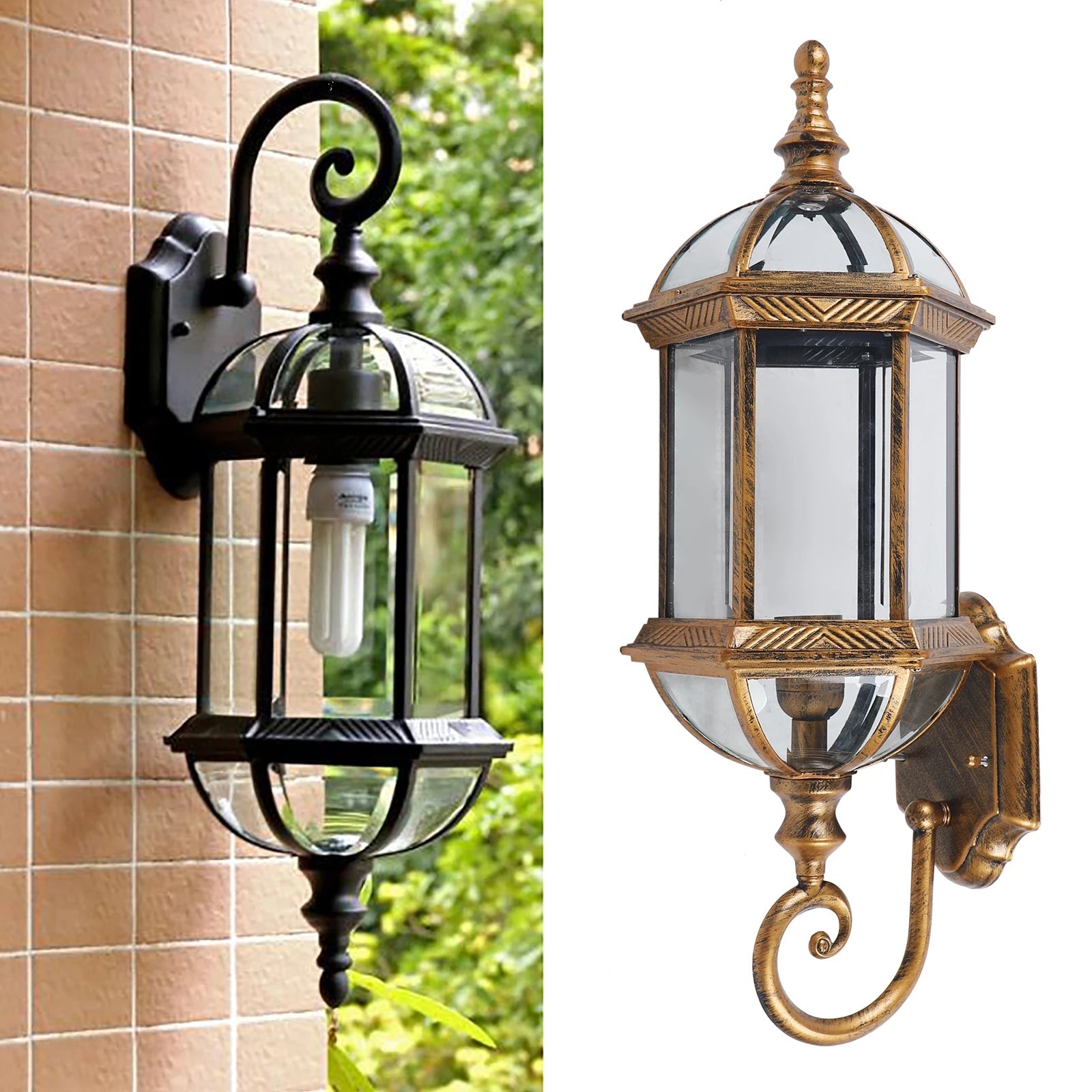 Gartia - Retro-Außenwandleuchte IP54 aus Aluminium und Glas