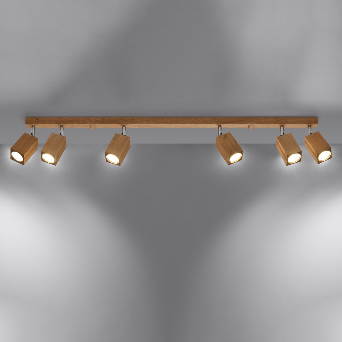 Lightinup - SRL - Deckenleuchte aus Eiche, 120 cm, mit 6