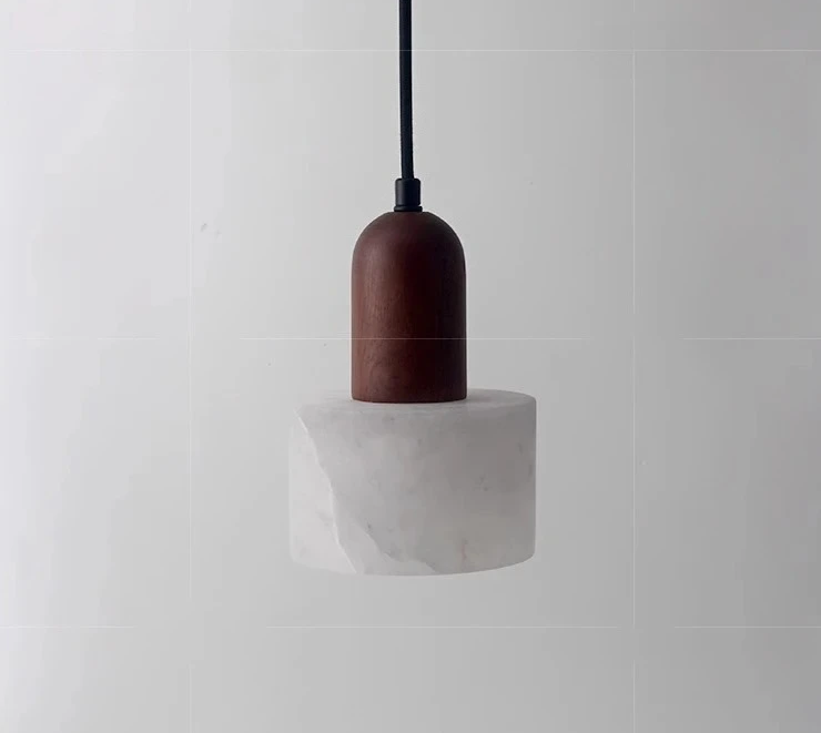 Marmor - Pendelleuchte E27 aus weißem Jade-Stein mit LED