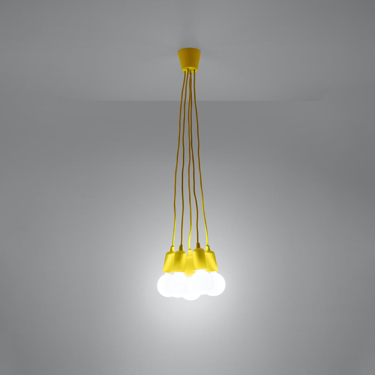 Solara - Gelbe 5-flammige Pendelleuchte
