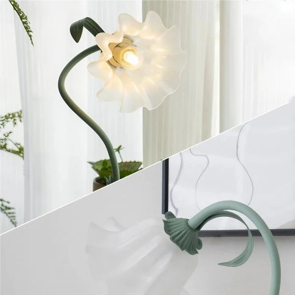 Quelix - Vintage-Tischleuchte mit Blumenmuster, verstellbar