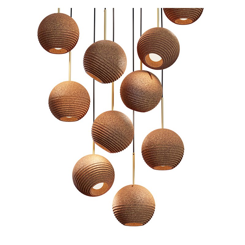 Luxcambra - Kork-Pendelleuchte aus Recyclingmaterialien