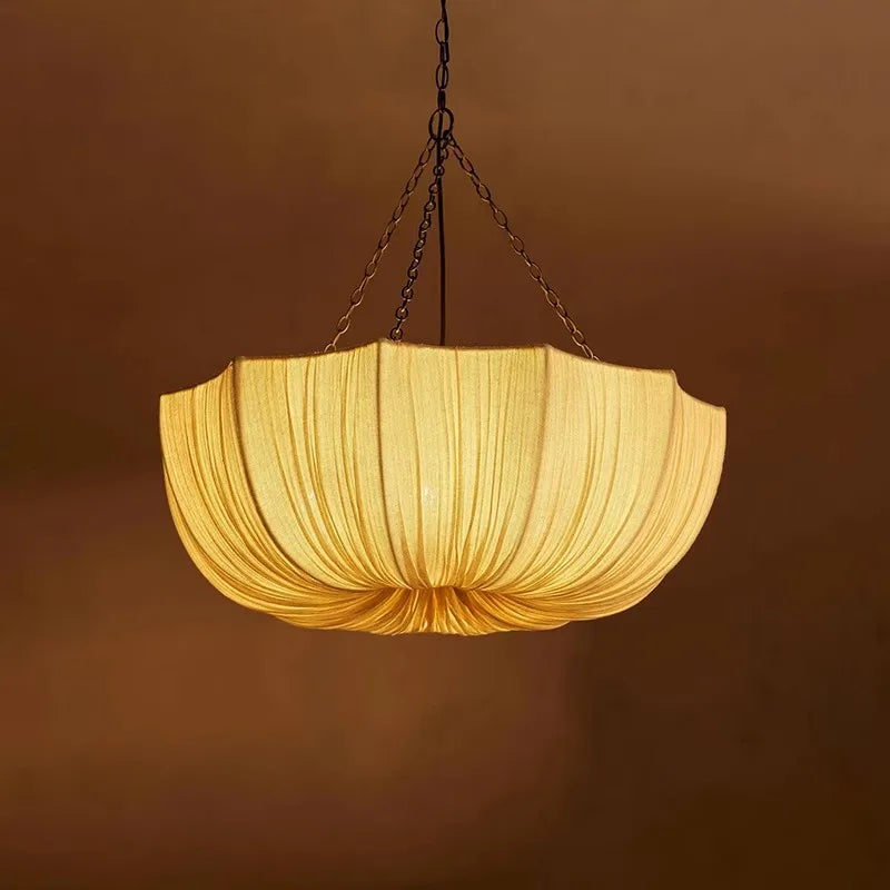Lucero - Wabi-Sabi Stoff-Pendelleuchte in Beige mit 3 LEDs
