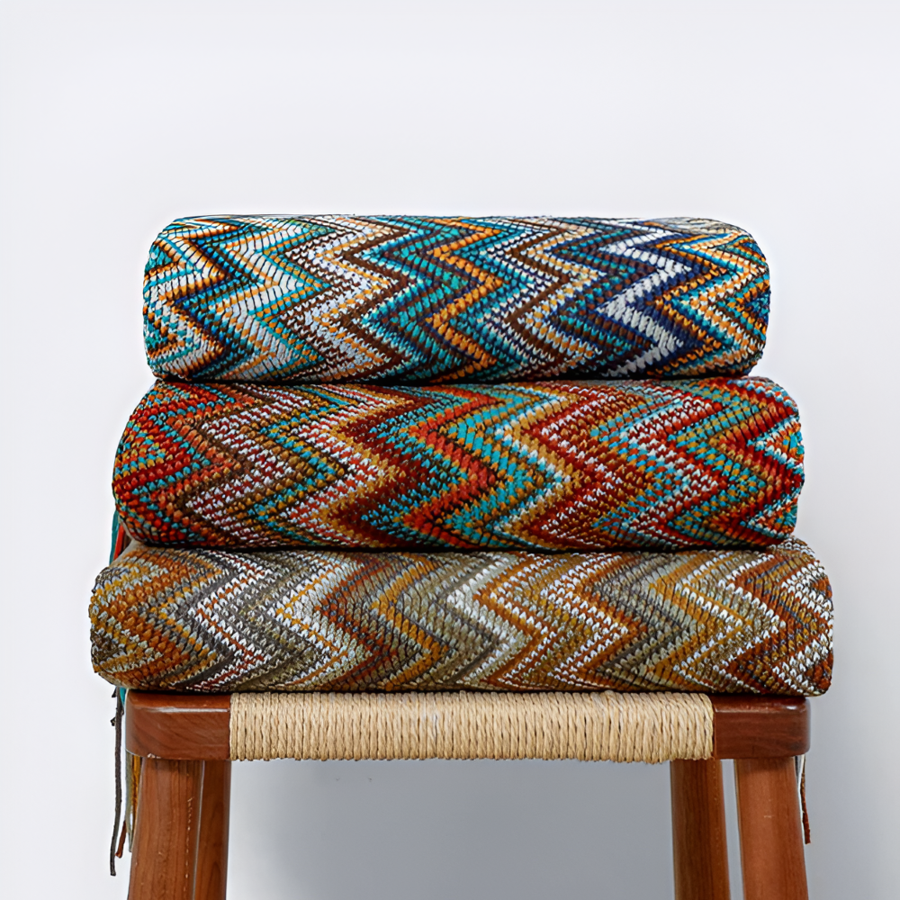 AcrylZag Plaid - Leichte Handgestrickte Boho Fleecedecke mit Quastendesign