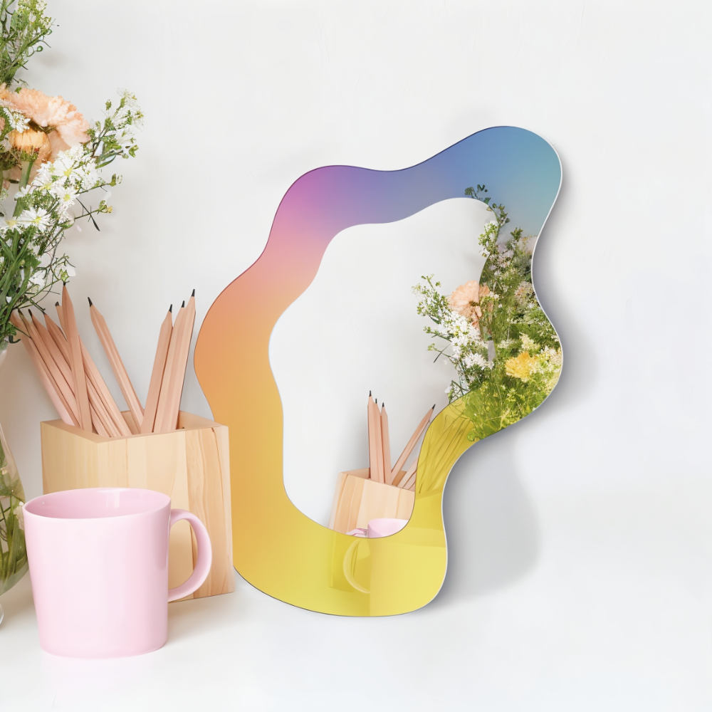 Ästhetischer Geometrischer Acrylspiegel - Schillernde Rahmenlose Wanddekoration