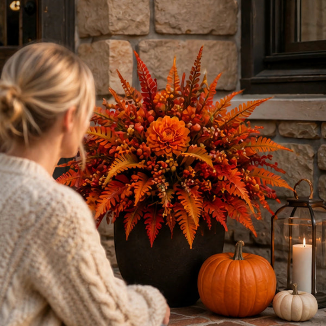Autumnbloom - Künstliche Herbstblumendekoration mit Ahornblättern